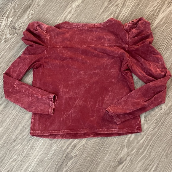 7 For All Mankind Purple Puff Shoulder Sleeve Long Sleeve Top - Picture 4 of 4